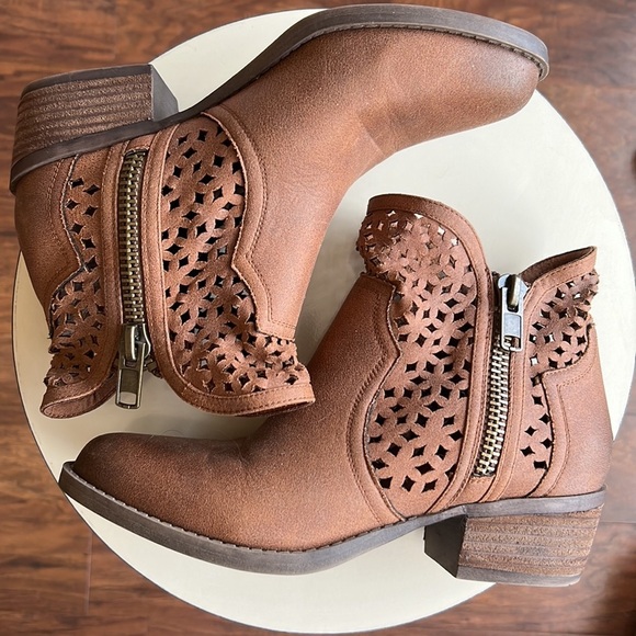 Brown Cutout Booties - Picture 2 of 5